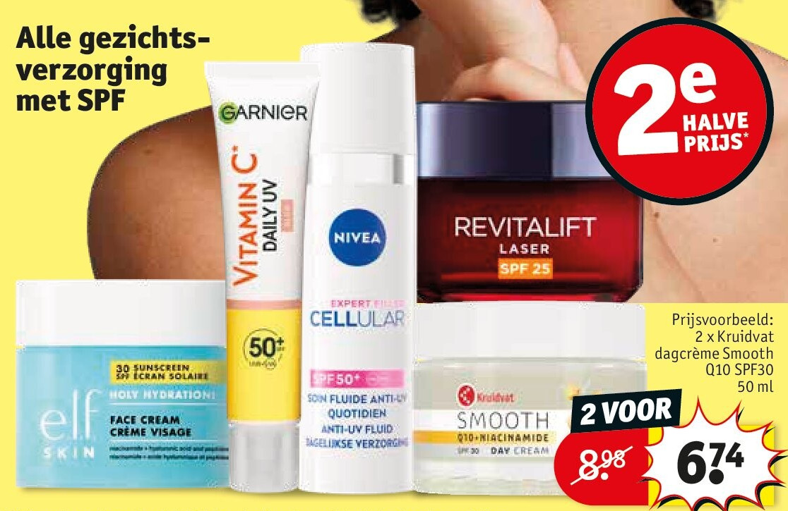 2 x Kruidvat dagcrème Smooth Q10 SPF30 50 ml