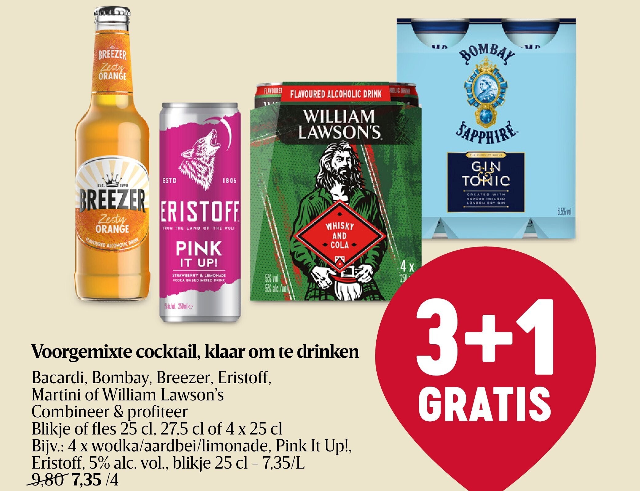 Voorgemixte cocktail, klaar om te drinken