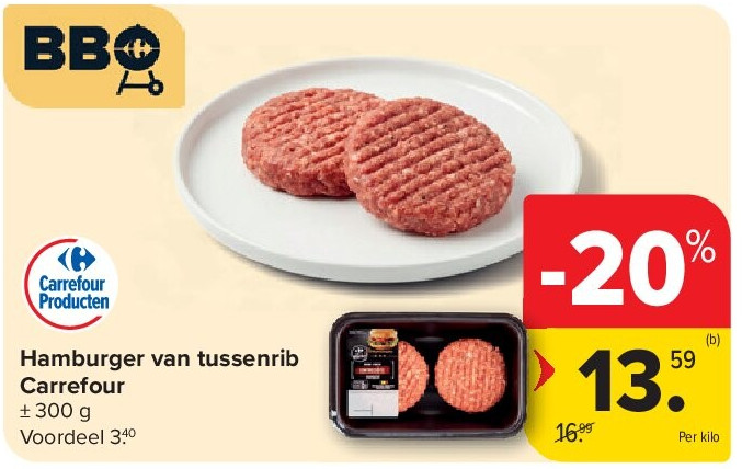Hamburger van tussenrib Carrefour