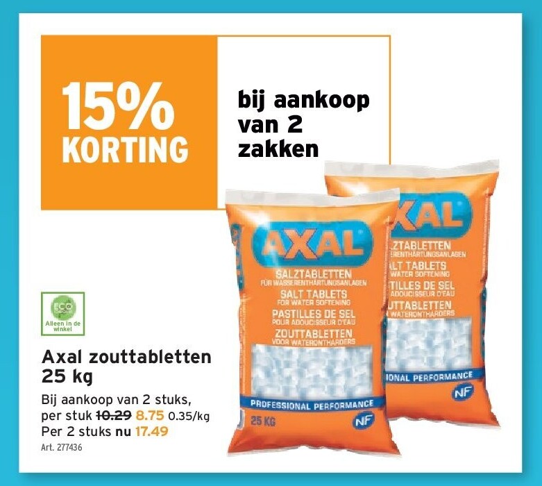 Axal zouttabletten 25 kg 1 stuk