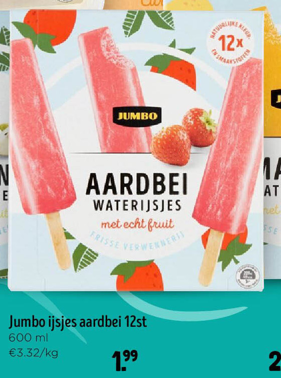 Jumbo ijsjes aardbei 12st 600 ml