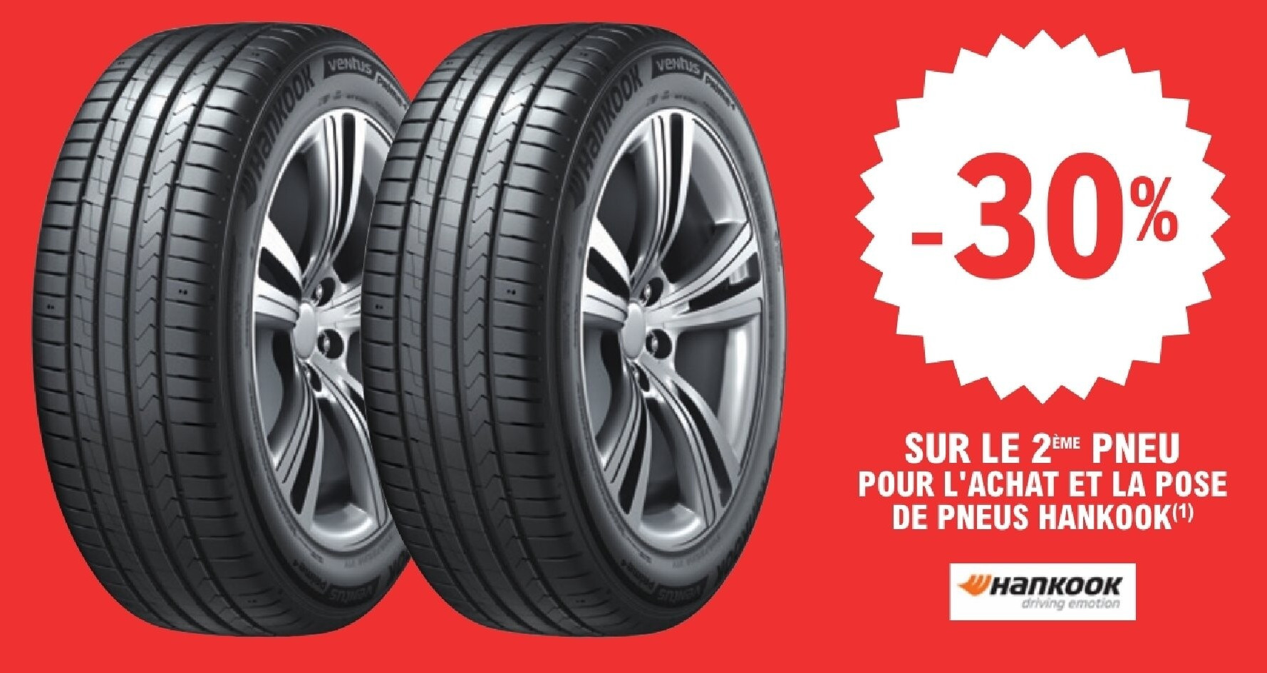 SUR LE 2EME PNEU POUR L'ACHAT ET LA POSE DE PNEUS HANKO0K(1)