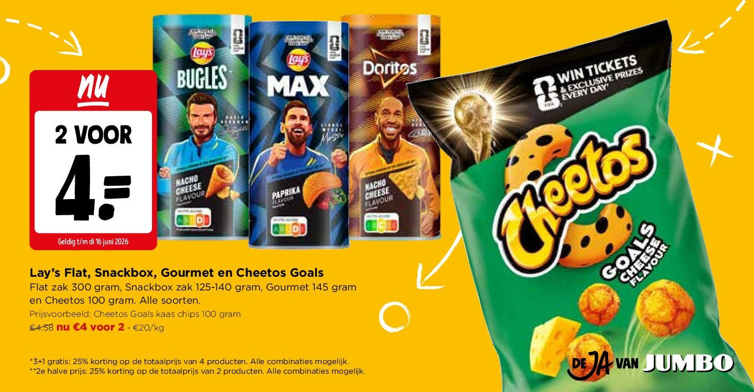 Lay’s Flat, Snackbox, Gourmet en Cheetos Goals