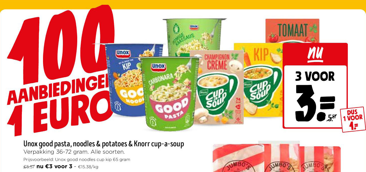 Unox good pasta, noodles & potatoes & Knorr cup-a-soup