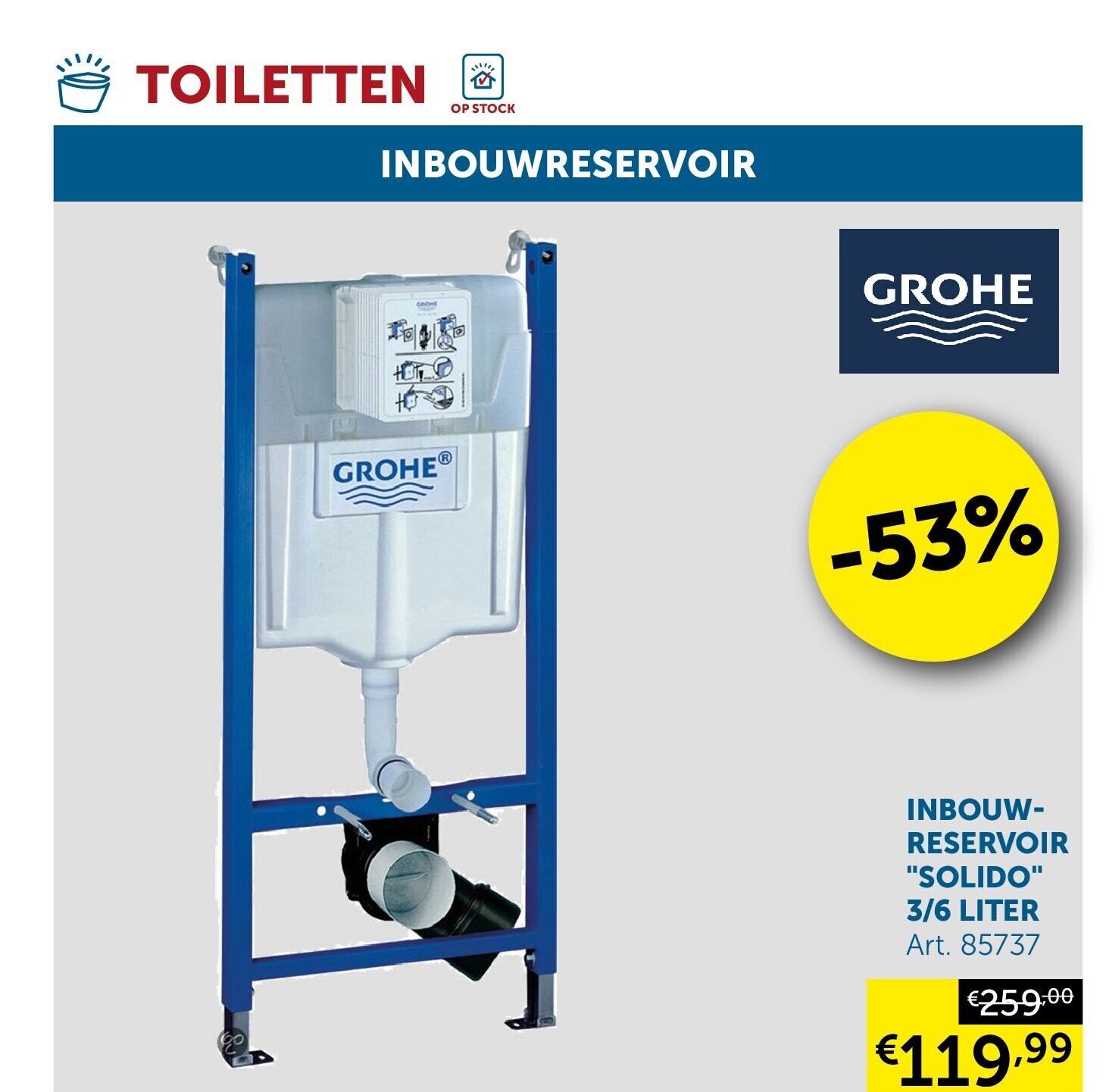 INBOUWRESERVOIR "SOLIDO" 3/6 LITER