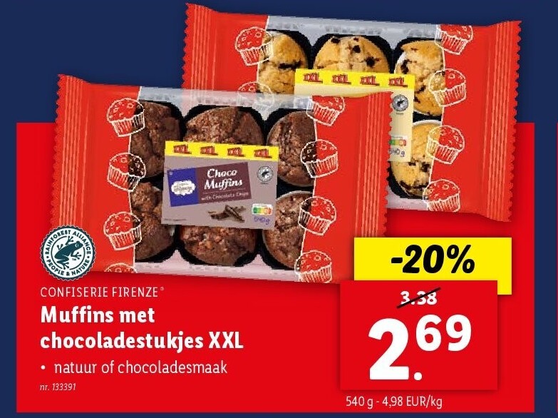 Muffins met chocoladestukjes XXL