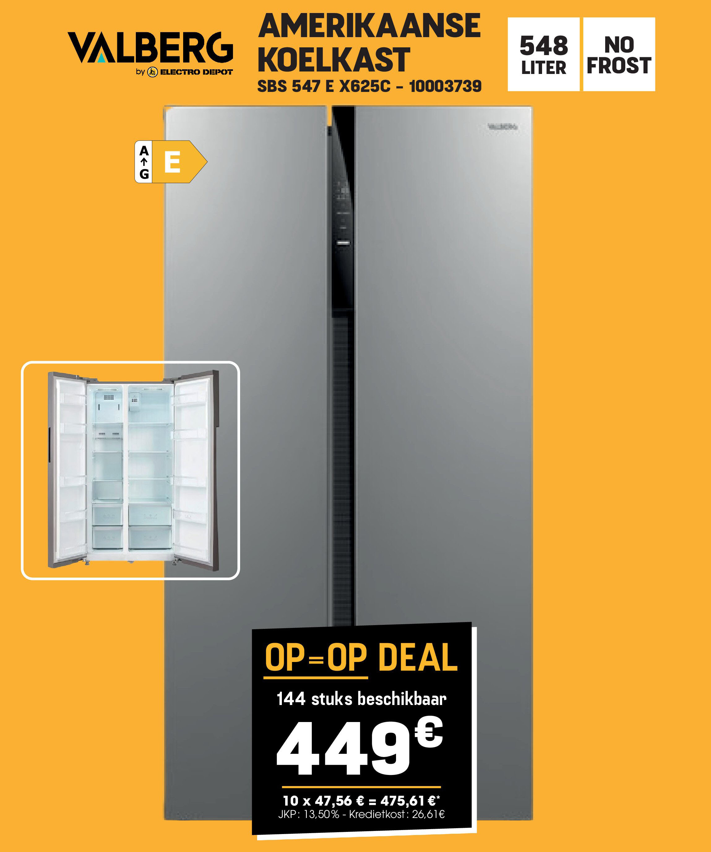 Valberg AMERIKAANSE KOELKAST SBS 547 E X625C