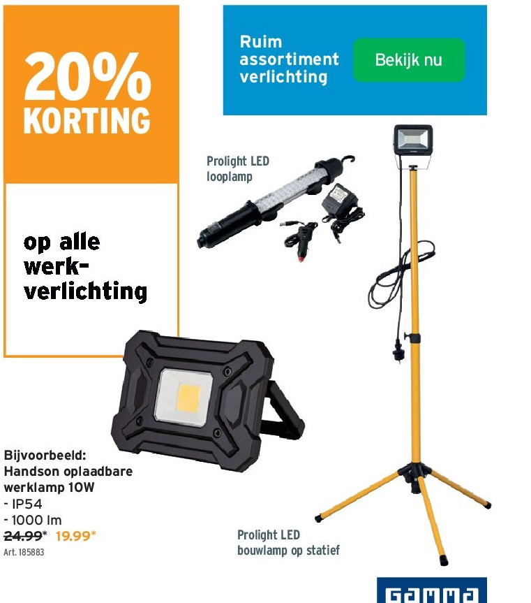 Handson oplaadbare werklamp 10W