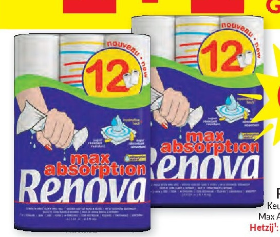 Renova keukenpapier Max Absorption 2x12 rollen