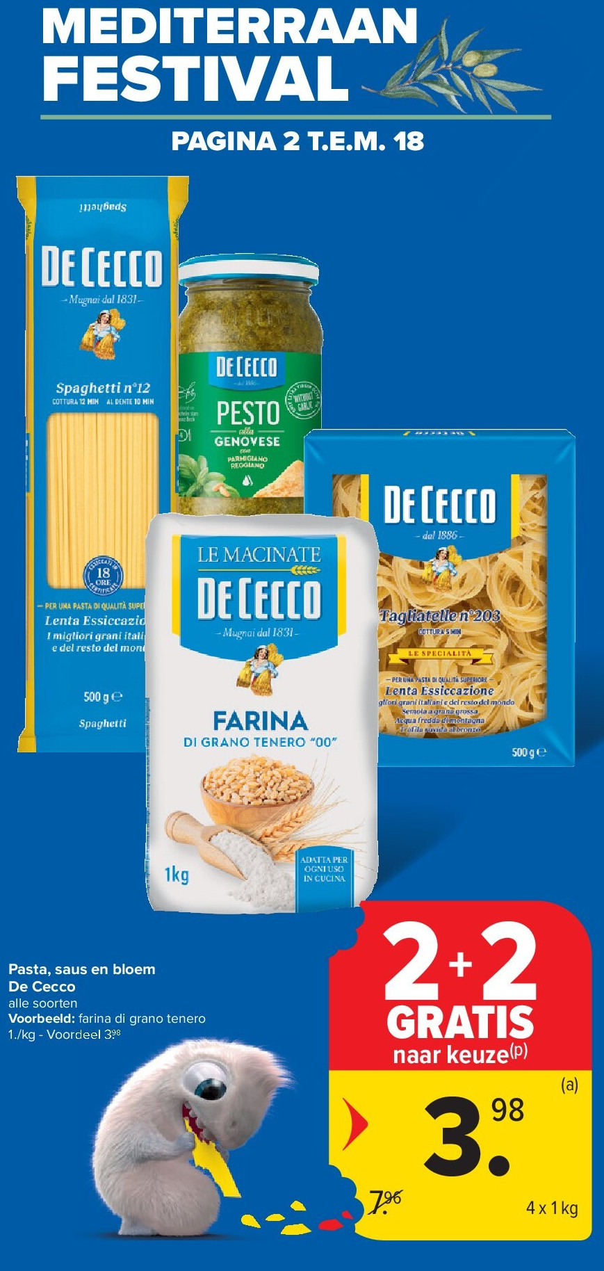 Pasta, saus en bloem De Cecco