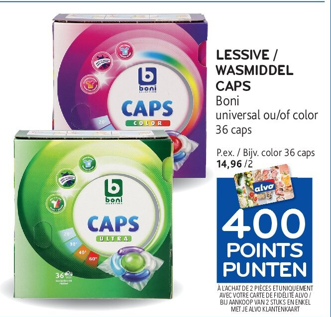 LESSIVE / WASMIDDEL CAPS Boni universal ou/of color 36 caps