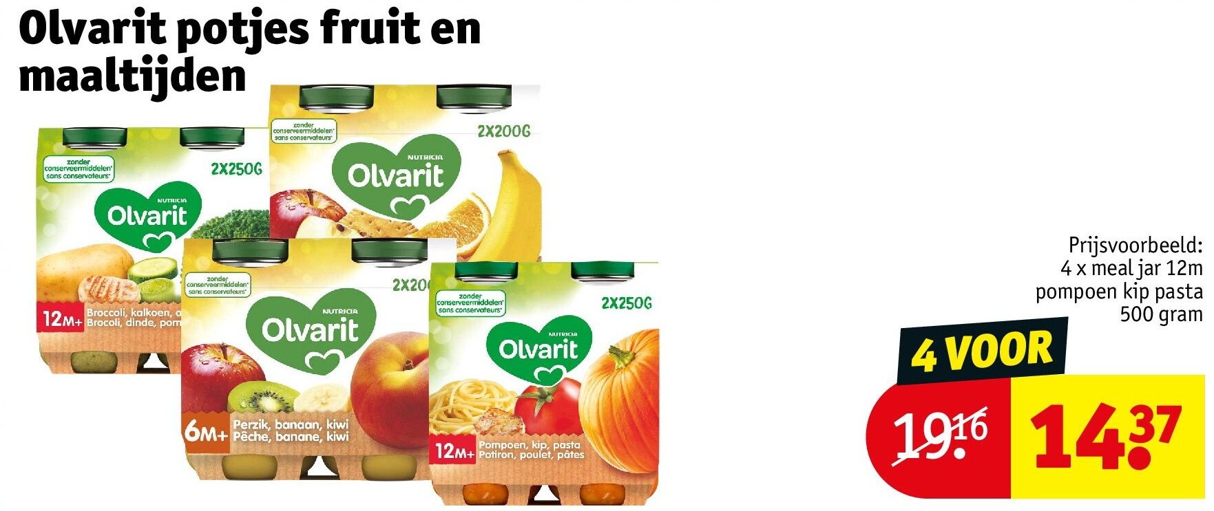 Olvarit potjes fruit en maaltijden 4 VOOR