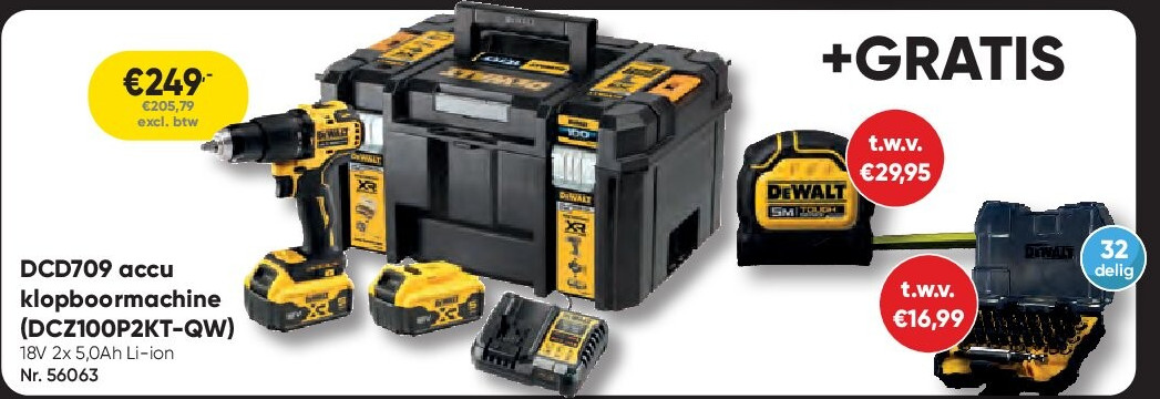 DCD709 accu klopboormachine (DCZ100P2KT-QW)