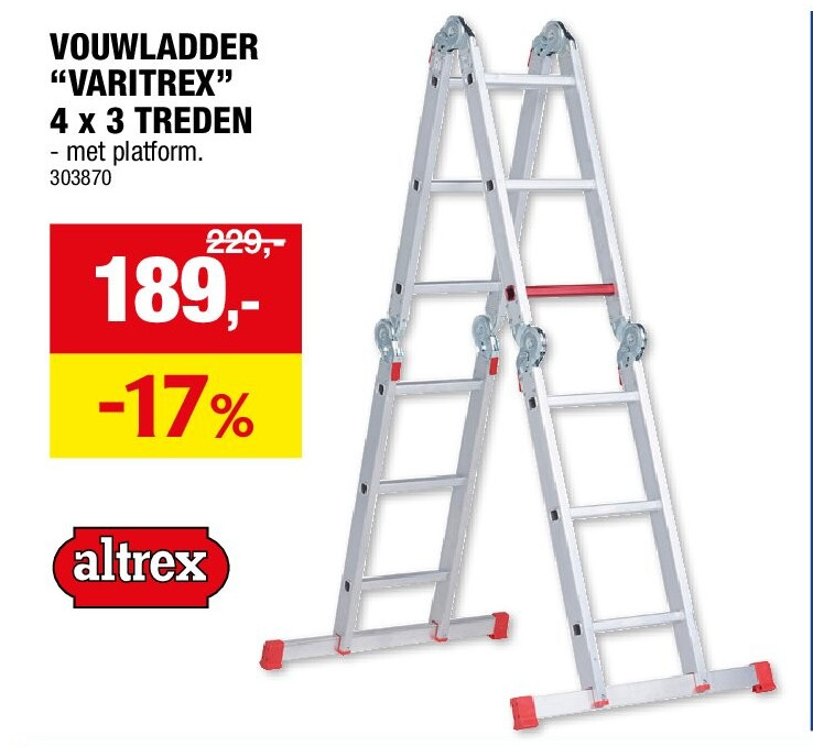 VOUWLADDER “VARITREX” 4 x 3 TREDEN