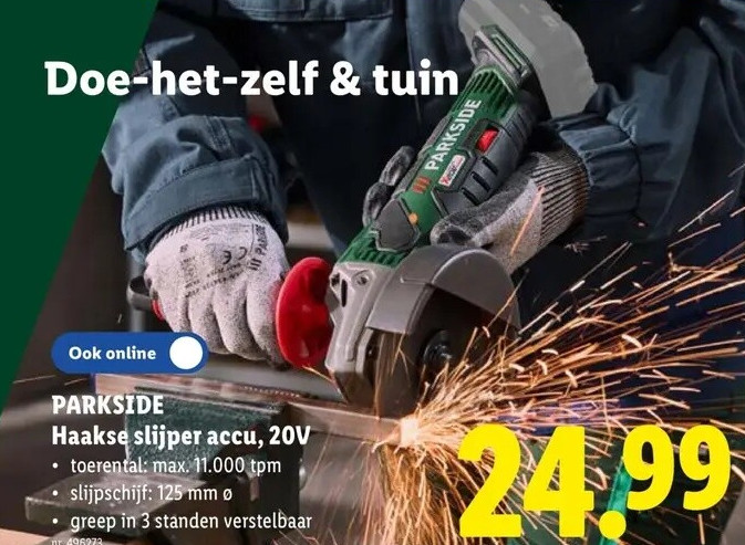 Haakse slijper accu, 20V