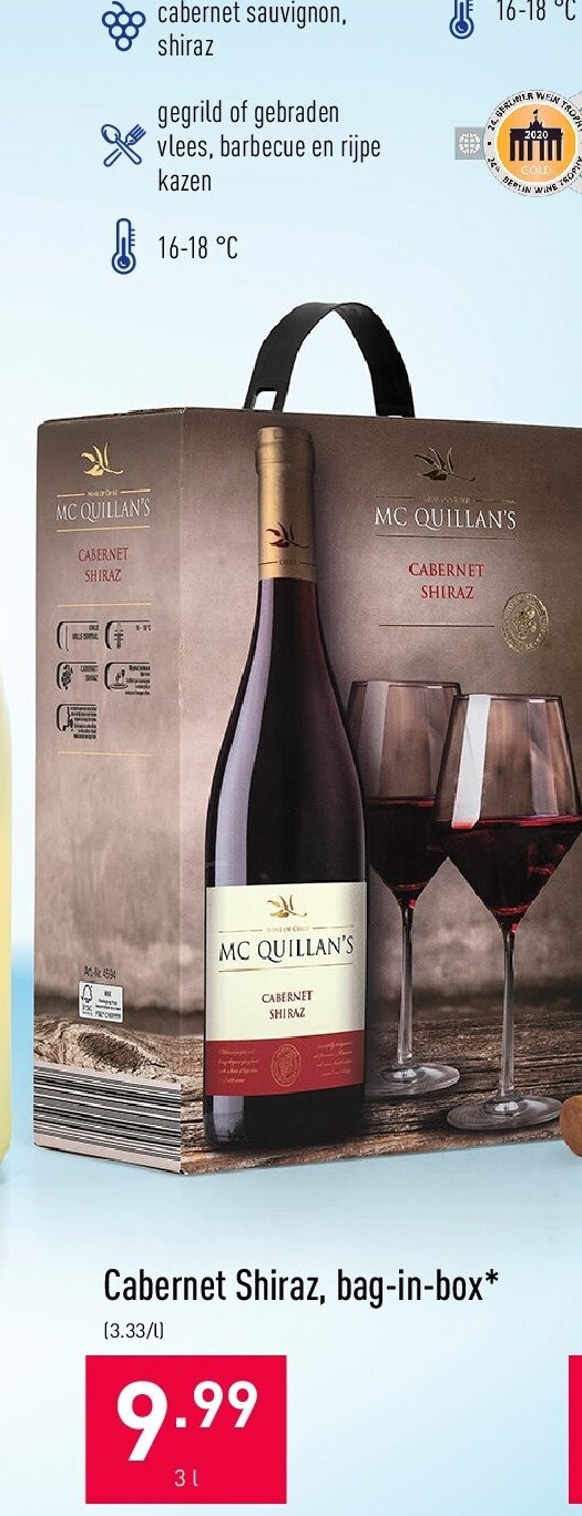 Cabernet Shiraz, bag-in-box*