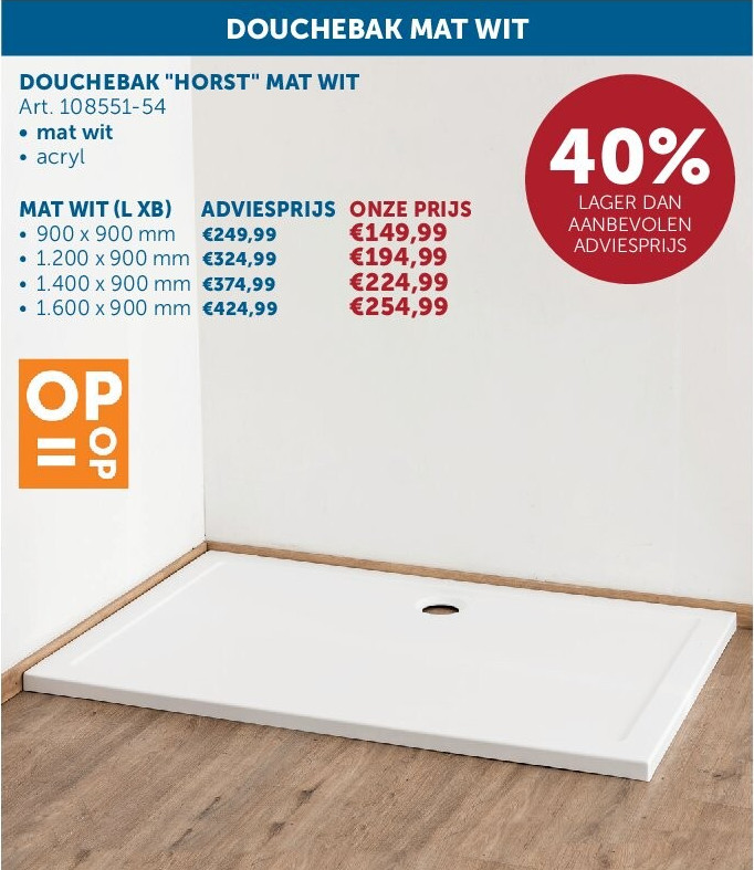 DOUCHEBAK "HORST" MAT WIT