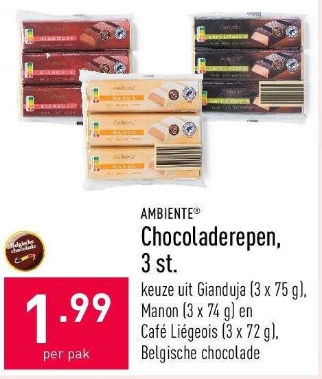 Chocoladerepen, 3 st.