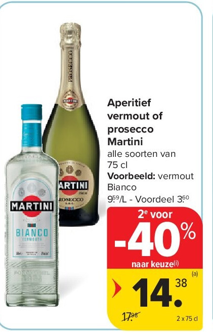 Aperitief vermout of prosecco Martini