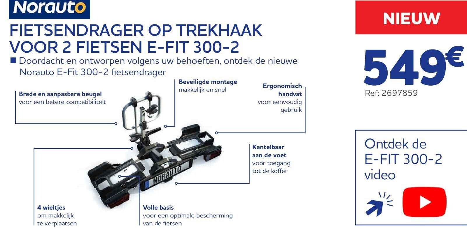 FIETSENDRAGER OP TREKHAAK VOOR 2 FIETSEN E-FIT 300-2