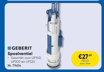 Spoelventiel Geschikt voor UP100, UP300 en UP320 Nr. 77404