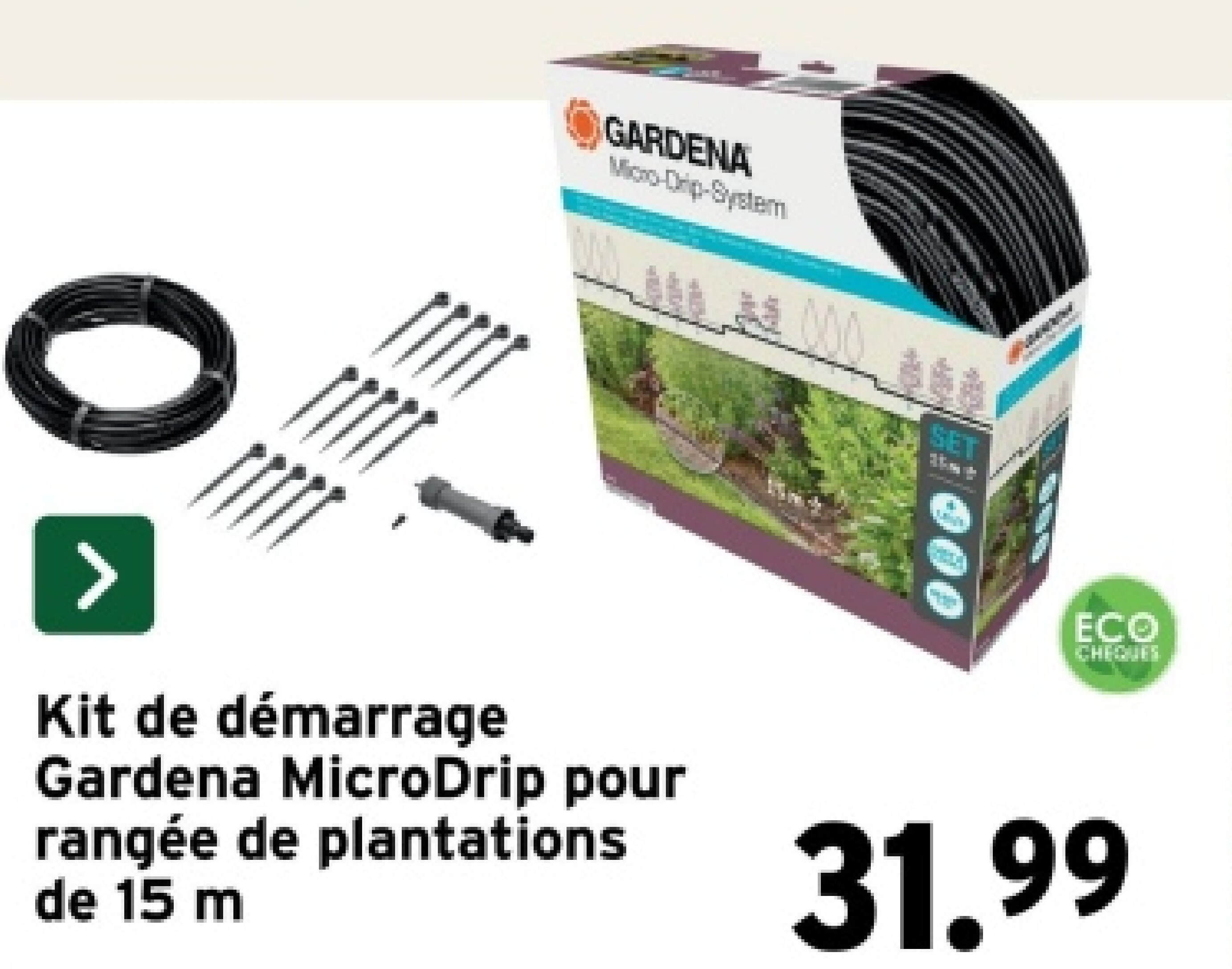 Kit de démarrage Gardena MicroDrip pour rangée de plantations de 15 m