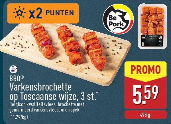 Varkensbrochette op Toscaanse wijze, 3st.