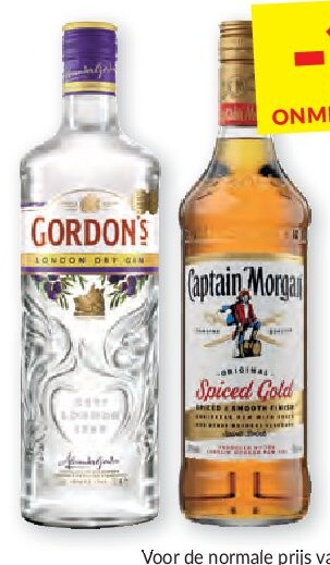 Gordon's gin en Captain Morgan rum