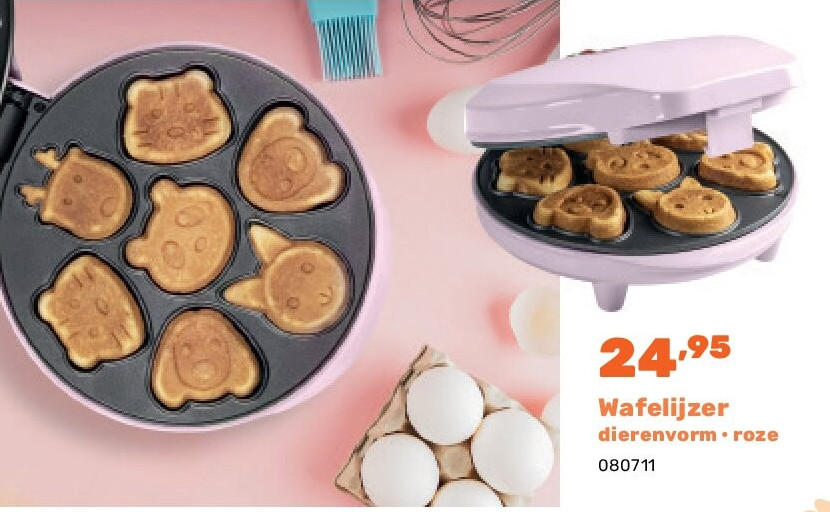 Wafelijzer dierenvorm • roze