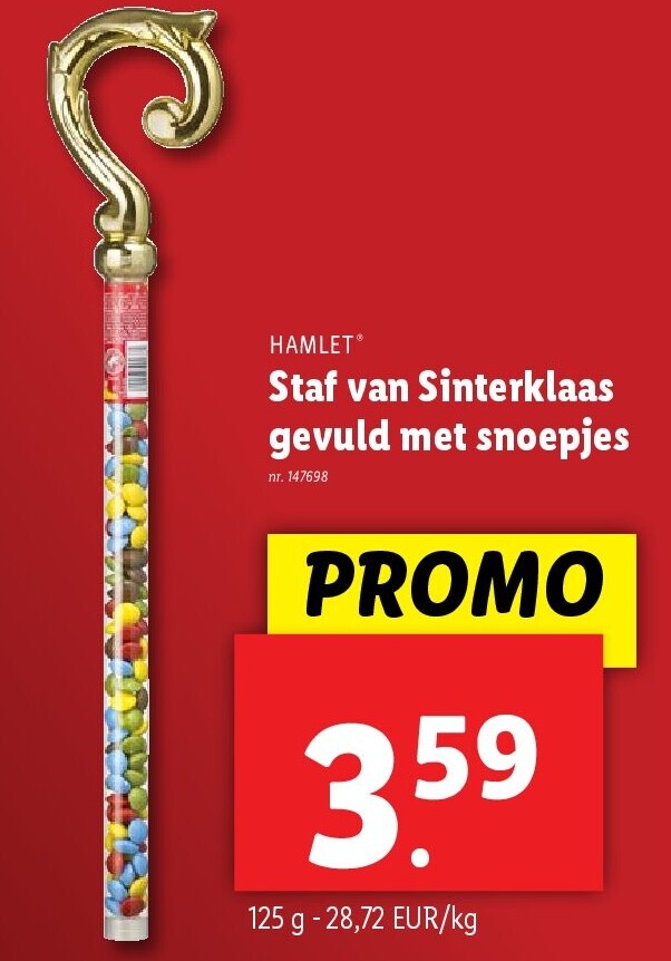 Staf van Sinterklaas gevuld met snoepjes