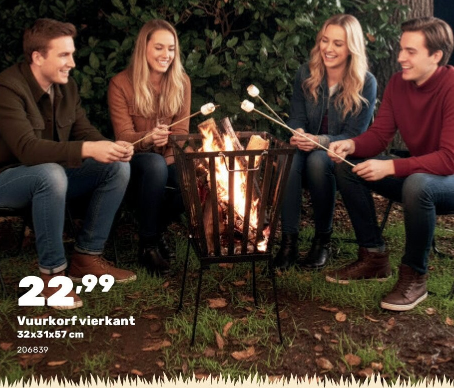 Vuurkorf vierkant 32x31x57 cm