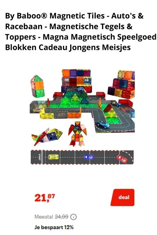 By Baboo® Magnetic Tiles - Auto's & Racebaan