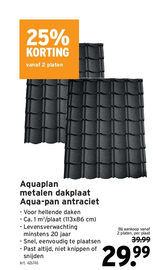 Aquaplan metalen dakplaat Aqua-pan antraciet