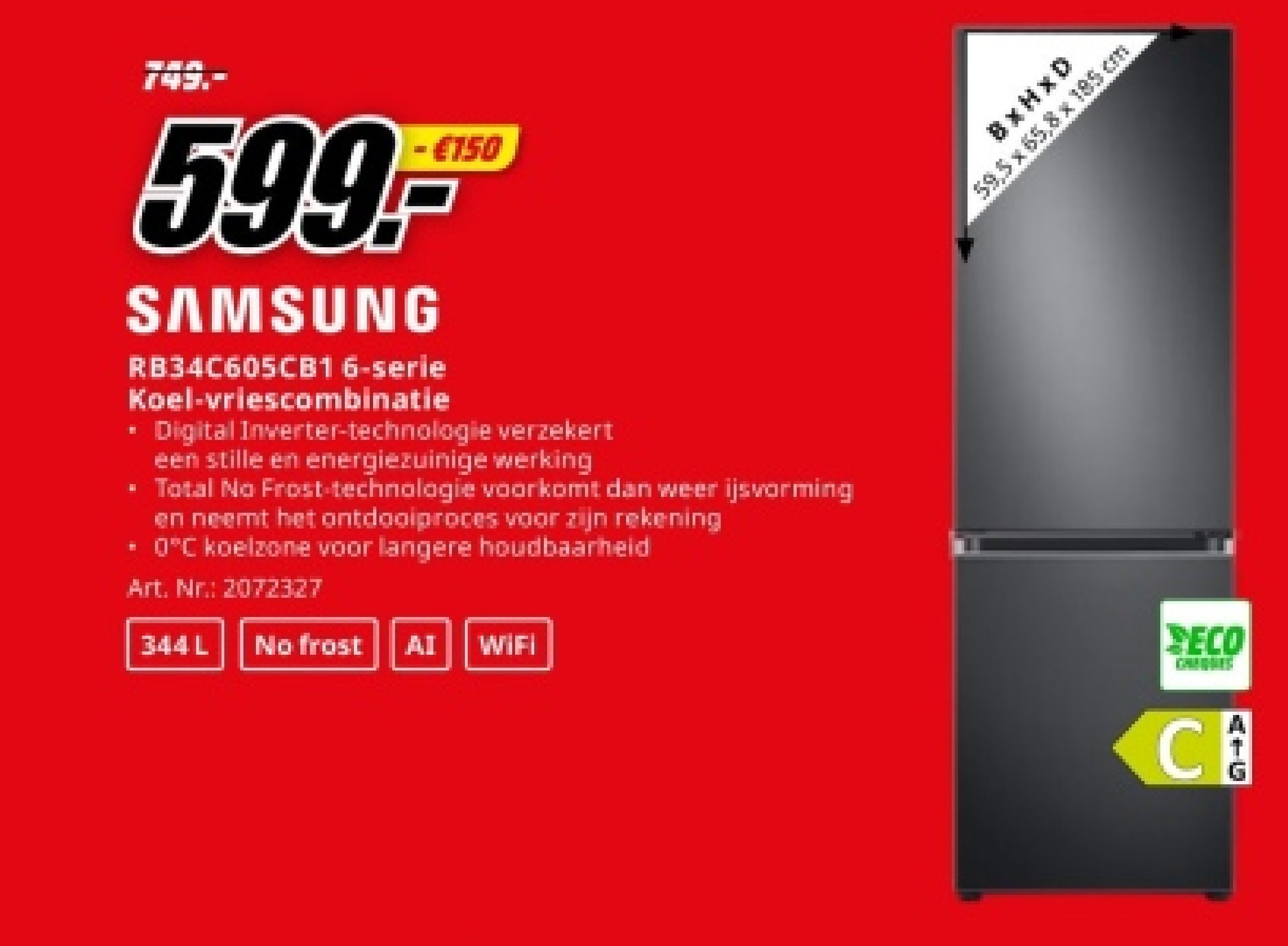 SAMSUNG RB34C605CB1 6-serie Koel-vriescombinatie