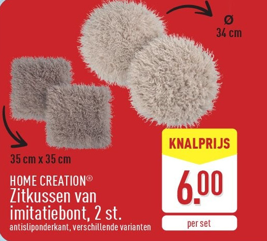 Zitkussen van imitatiebont, 2st.