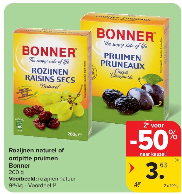 Rozijnen naturel of ontpitte pruimen Bonner