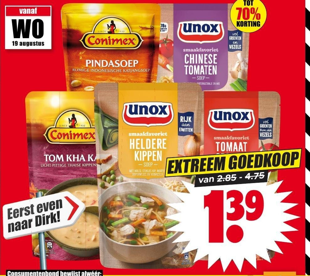 Unox of Conimex soep in zak