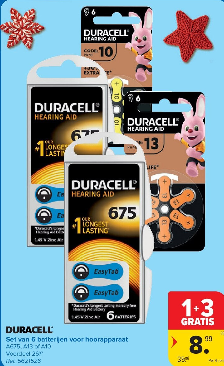 Set van 6 batterijen voor hoorapparaat