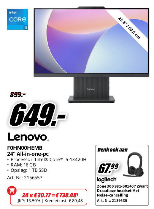 Lenovo F0HN00HEMB 24” All-in-one-pc