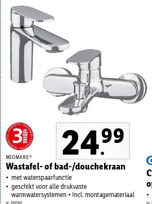 Wastafel- of bad-/douchekraan