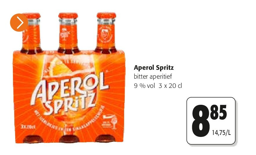 Aperol Spritz bitter aperitief 9 % vol 3 x 20 cl