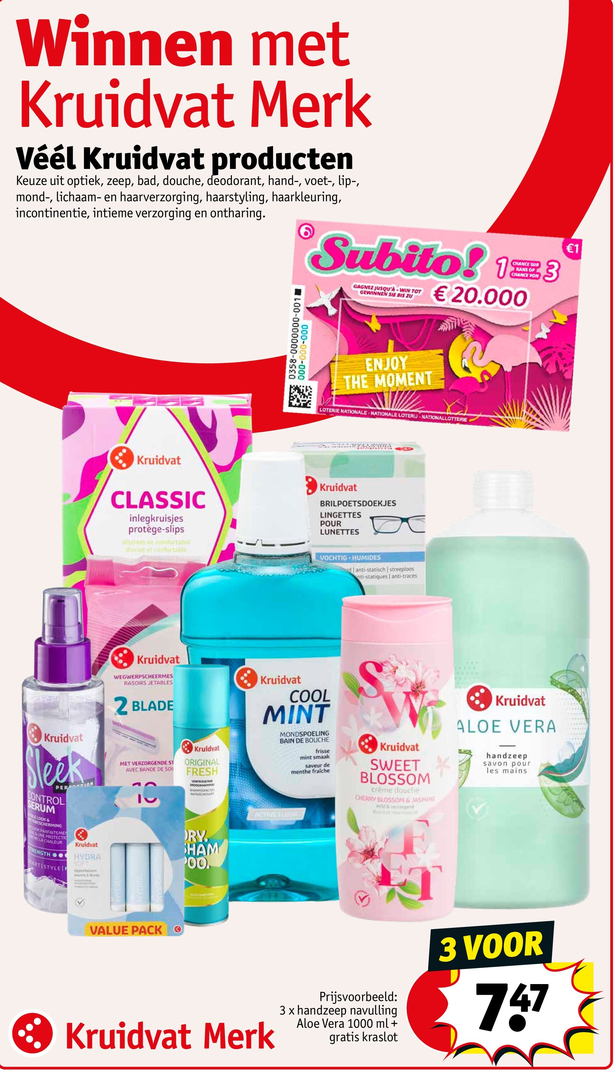 3 x handzeep navulling Aloe Vera 1000 ml + gratis kraslot