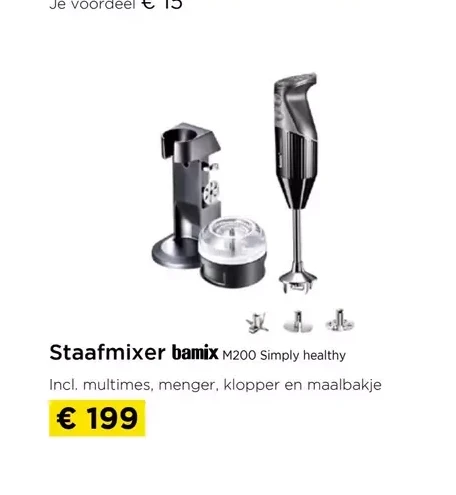Staafmixer bamix M200 Simply healthy Incl. multimes, menger, klopper en maalbakje