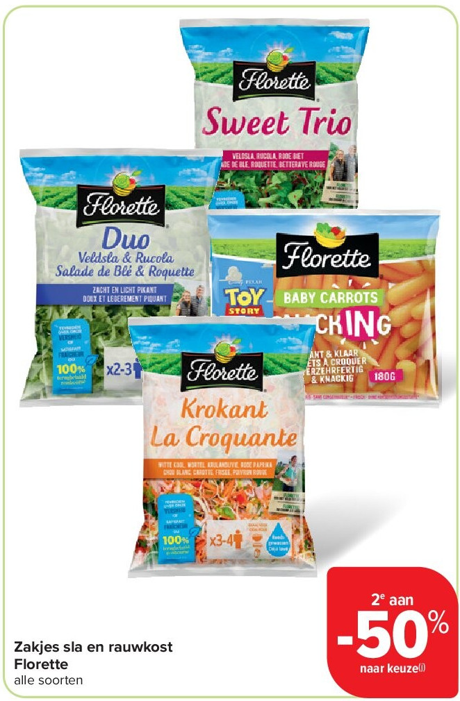 Zakjes sla en rauwkost Florette