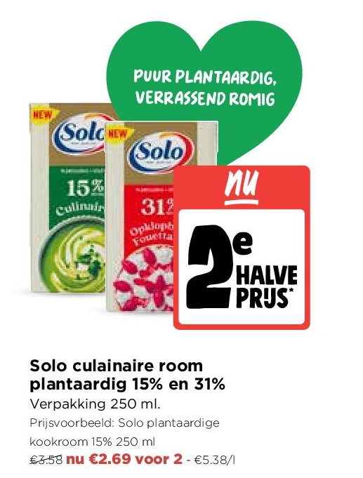 Solo culainaire room plantaardig 15% en 31%