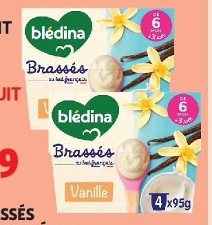 Yaourts brassés saveur vanille dès 6 mois, lot de 4 x 95 g