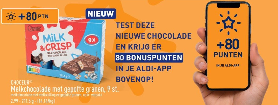 Melkchocolade met gepofte granen, 9st.