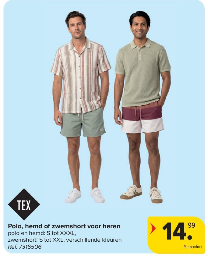 Polo, hemd of zwemshort voor heren