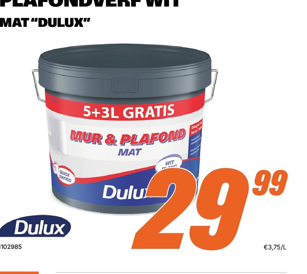 Muur- en plafondverf wit mat Dulux