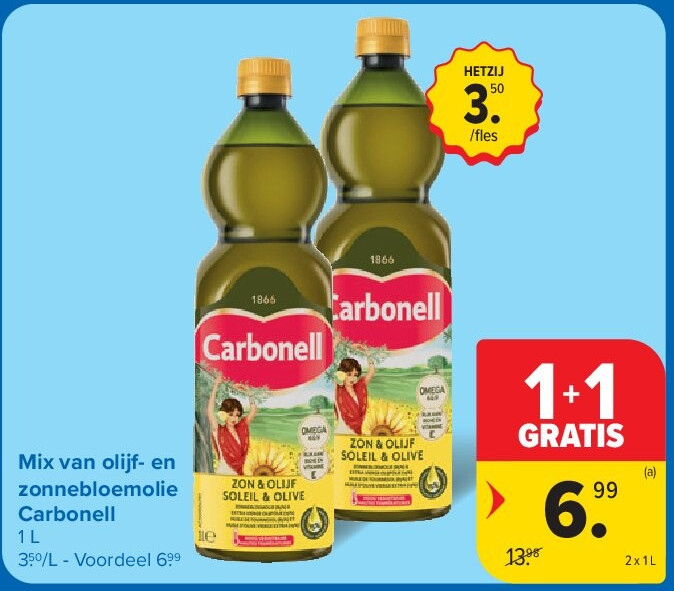 Mix van olijf- en zonnebloemolie Carbonell